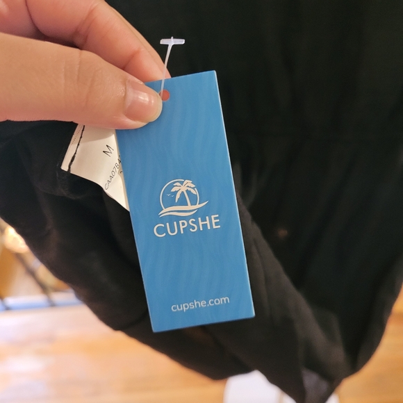 Nwt Cupshe Black V-Neck Tie Waist Women's Swim Cover-Up Size Medium - Picture 10 of 10